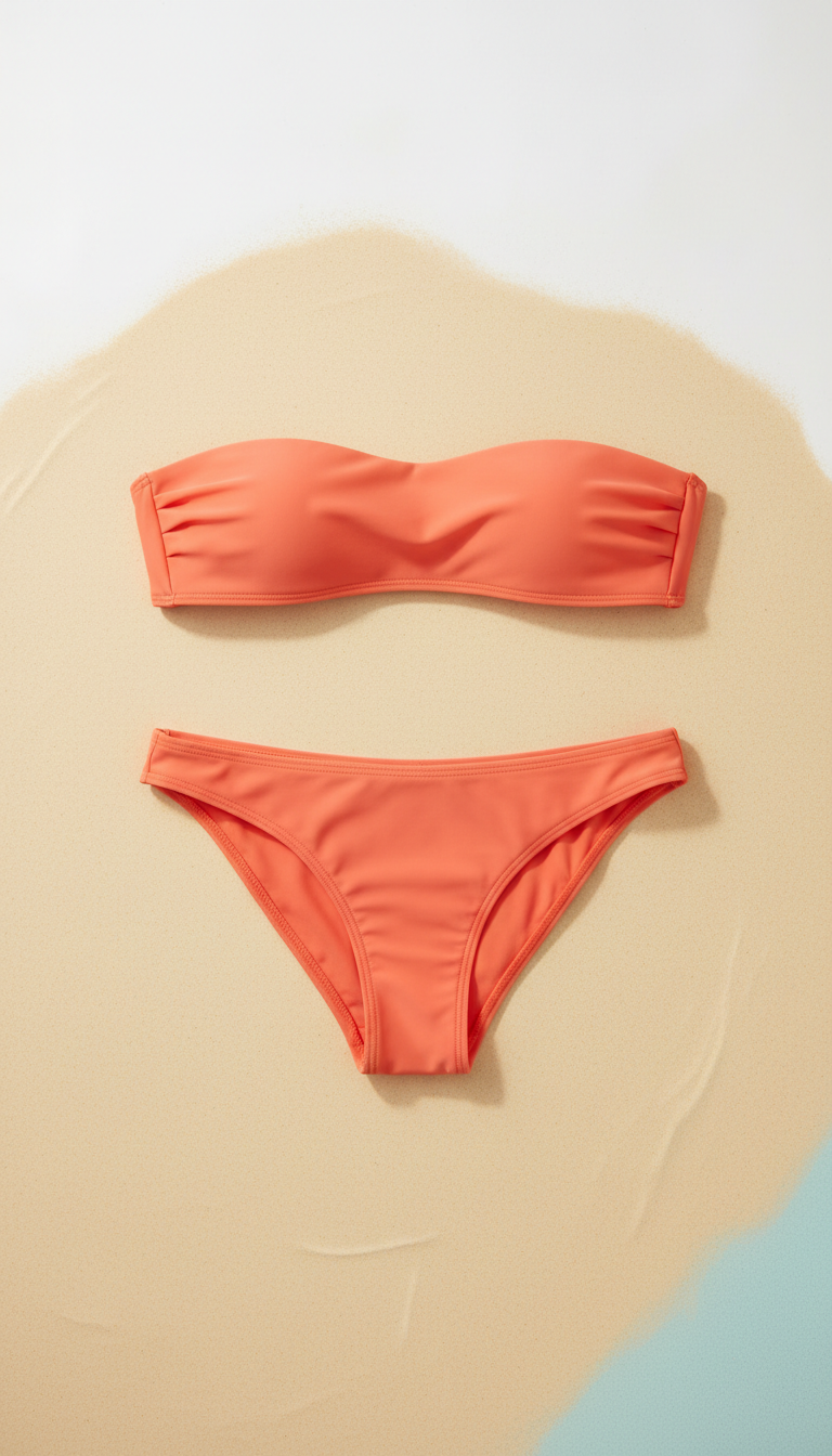 Ribbed Bikini in Sunset Coral